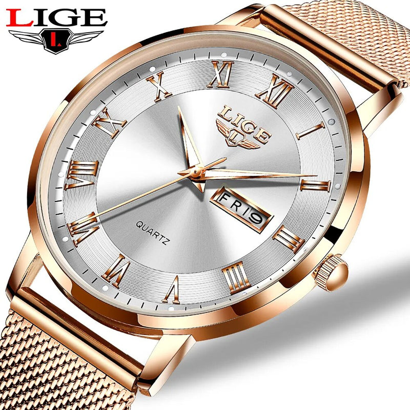 Relógio LIGE Ultra-Thin Luxo