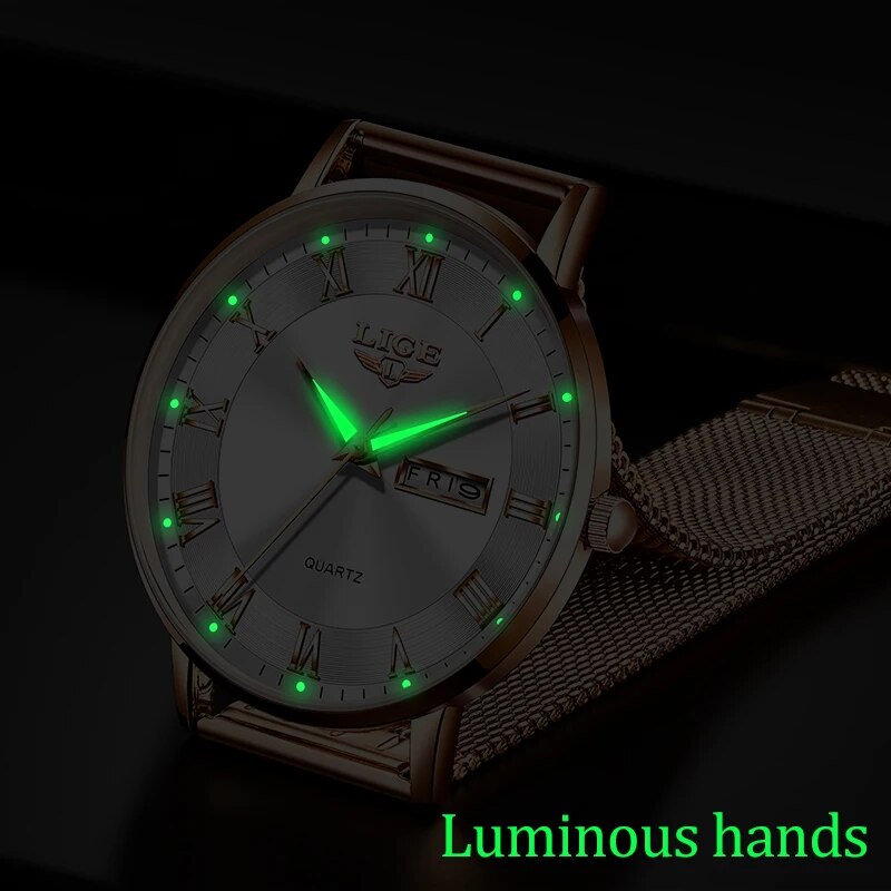 Relógio LIGE Ultra-Thin Luxo